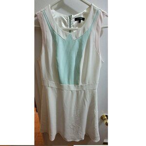 RW & Co., White & Teal Dress